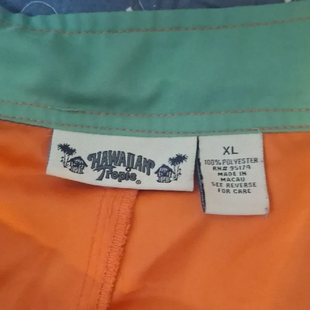 Hawaiian Tropic Orange and Green Men's Swim Shorts size XL